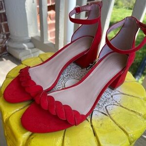 NWT Women’s Red Ankle-Strap Block Heel Sandals Size 8.5